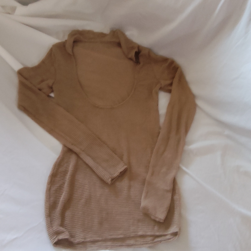 Brown and Tan Vest with Long Sleeve Top